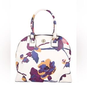 Tory Burch Rare Robinson Dome Floral Alpine Snow Satchel Bag